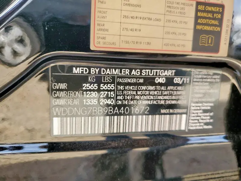 2011 MERCEDES-BENZ S 550  