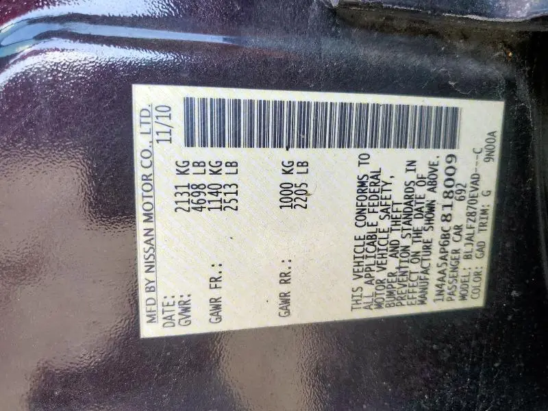 2011 NISSAN MAXIMA S  