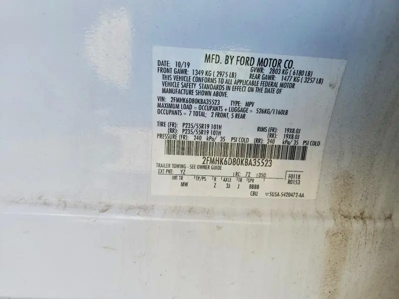 2019 FORD FLEX LIMITED  