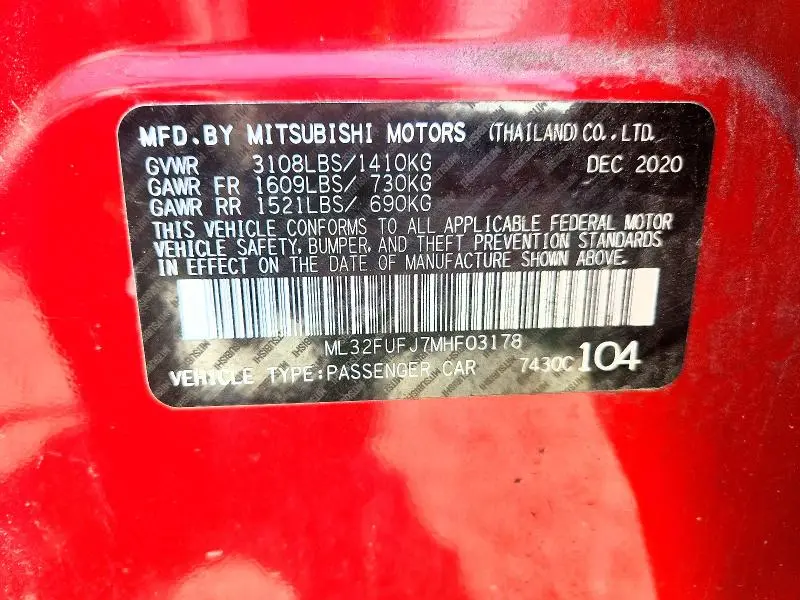 2021 MITSUBISHI MIRAGE G4 ES  