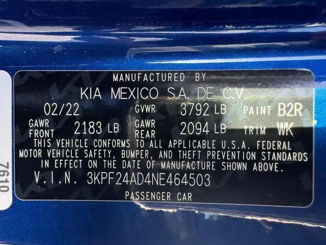 2022 KIA FORTE FE