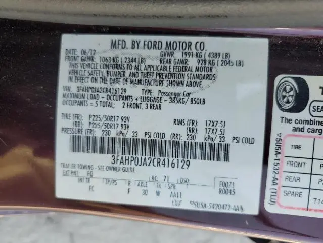 2012 FORD FUSION SEL