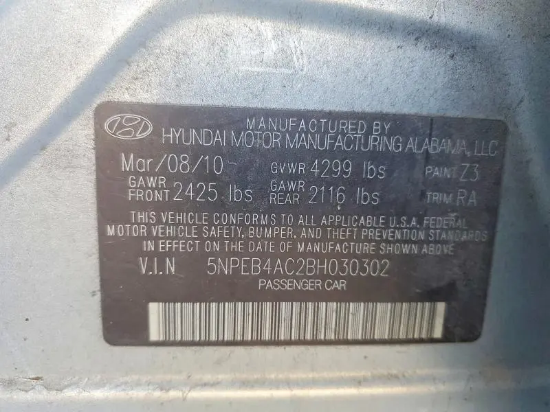 2011 HYUNDAI SONATA GLS  