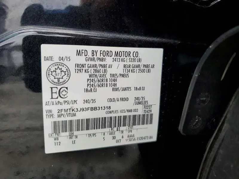2015 FORD EDGE SEL  