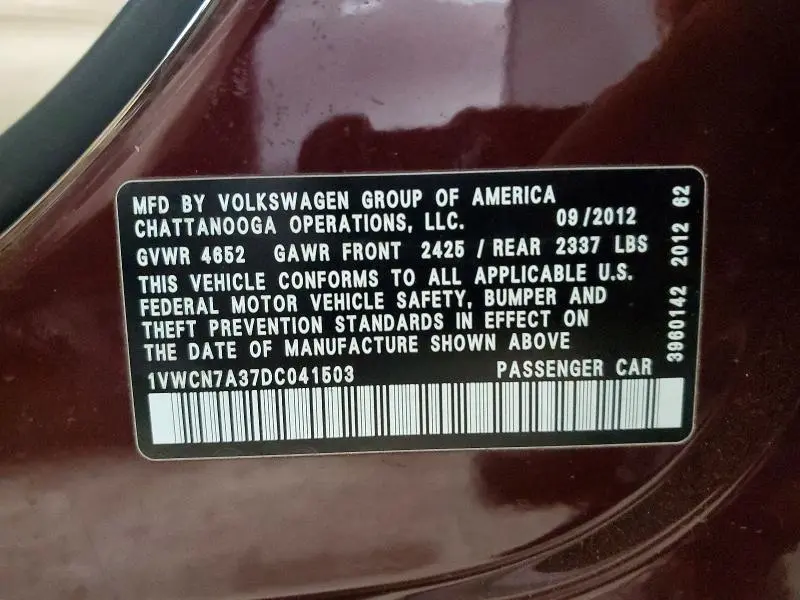 2013 VOLKSWAGEN PASSAT SEL  