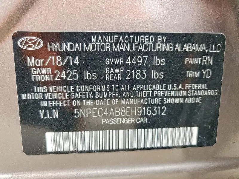 2014 HYUNDAI SONATA LIMITED 2.0T  