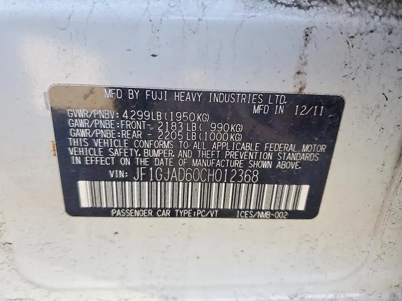 2012 SUBARU IMPREZA PREMIUM  