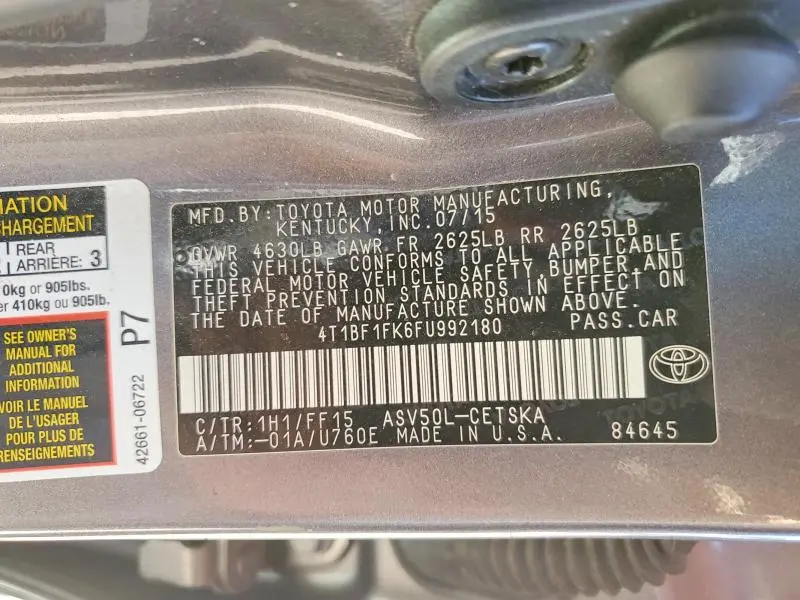 2015 TOYOTA CAMRY SE  