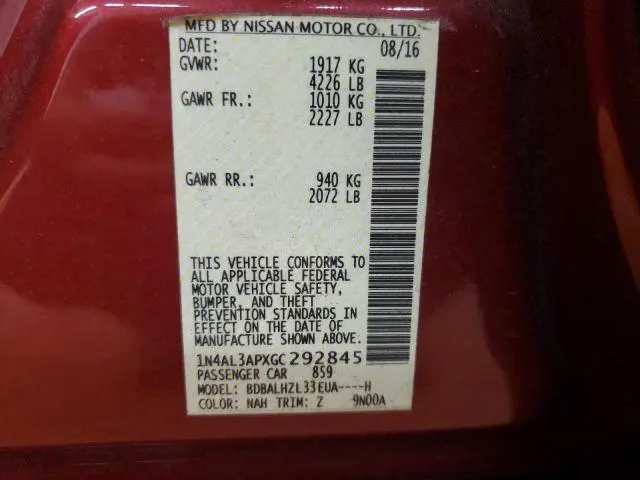 2016 NISSAN ALTIMA 2.5  