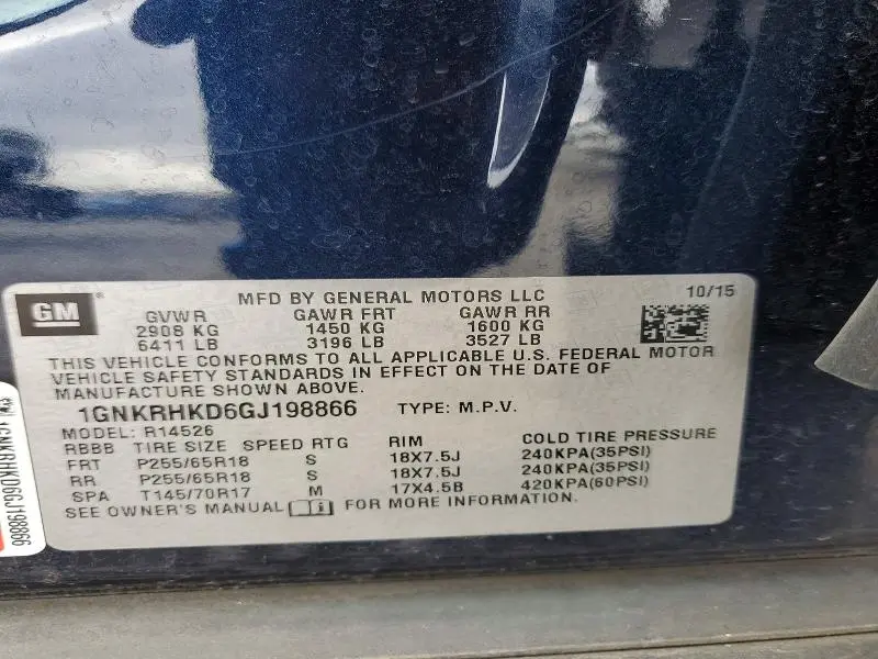 2016 CHEVROLET TRAVERSE LT  