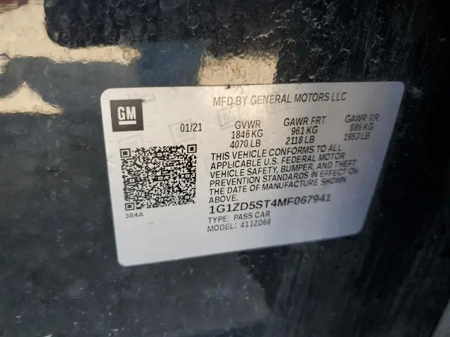 2021 CHEVROLET MALIBU LT  