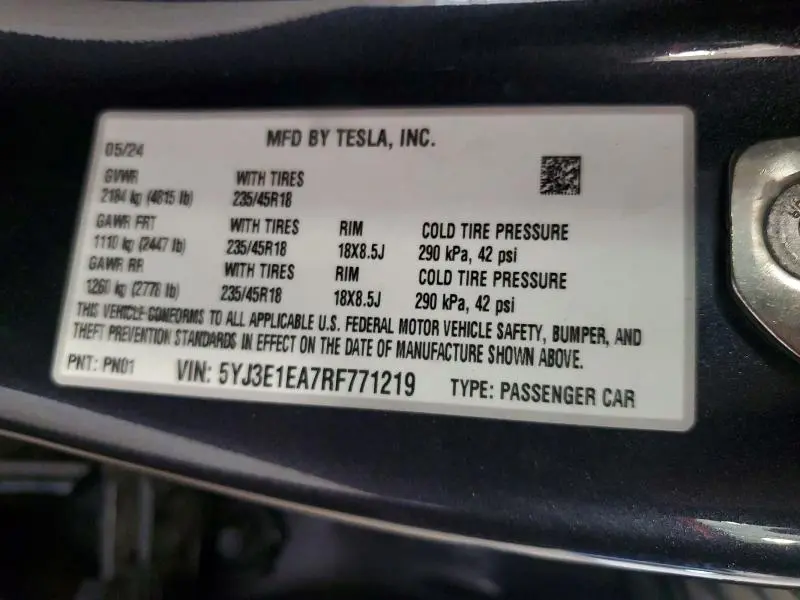 2024 TESLA MODEL 3   