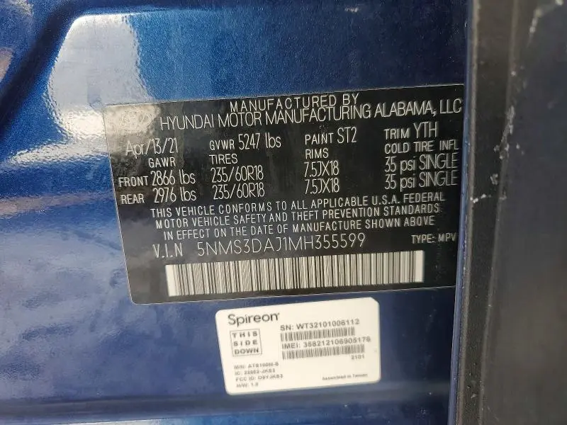 2021 HYUNDAI SANTA FE SEL  