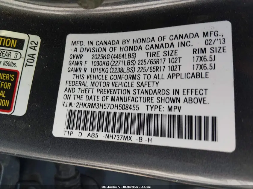 2013 HONDA CR-V EX