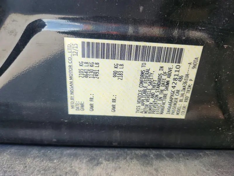 2016 NISSAN MAXIMA 3.5 SR  