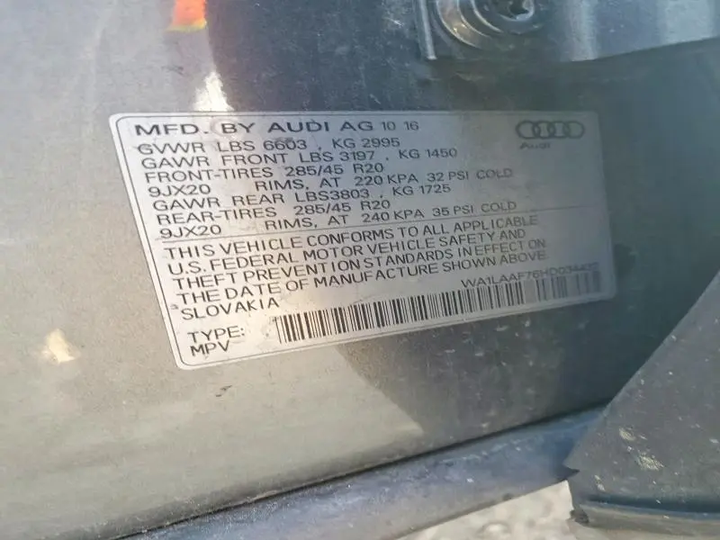 2017 AUDI Q7 PREMIUM PLUS  