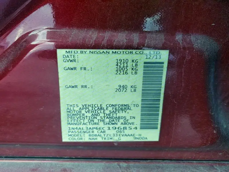 2014 NISSAN ALTIMA 2.5  