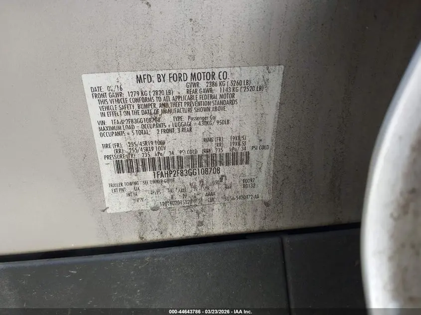 2016 FORD TAURUS LIMITED