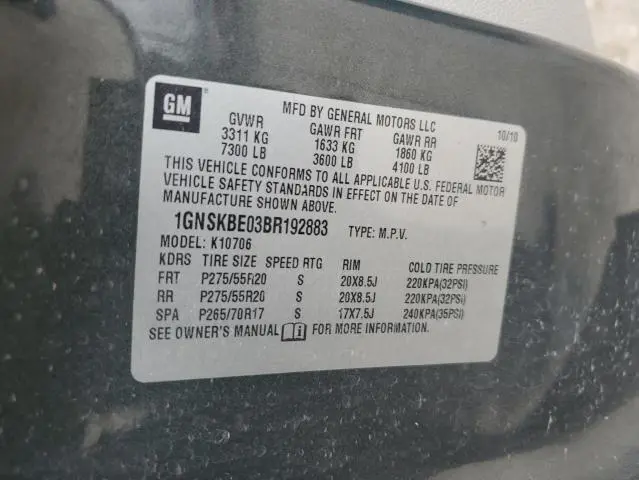 2011 CHEVROLET TAHOE K1500 LT