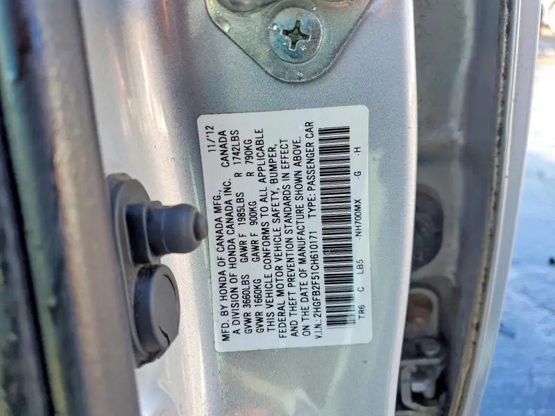 2012 HONDA CIVIC LX  