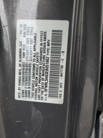 2014 HONDA ODYSSEY EXL  