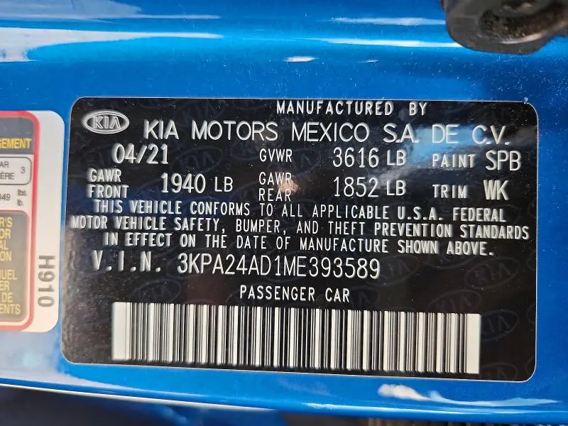 2021 KIA RIO S  