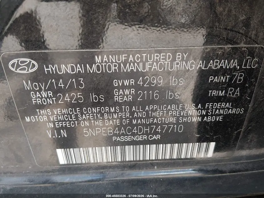 2013 HYUNDAI SONATA GLS