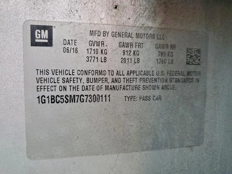 2016 CHEVROLET CRUZE LS  