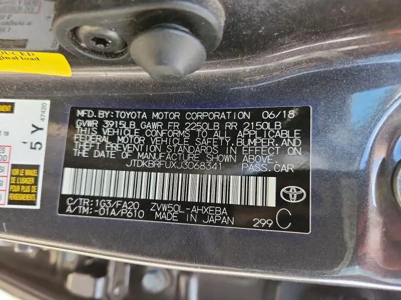 2018 TOYOTA PRIUS TWO  