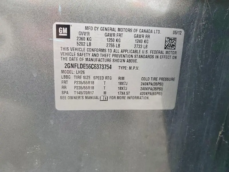 2012 CHEVROLET EQUINOX LT  