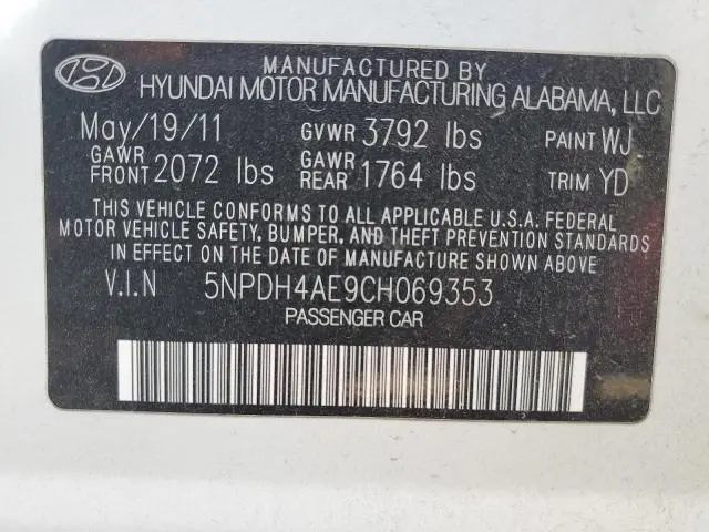 2012 HYUNDAI ELANTRA GLS  