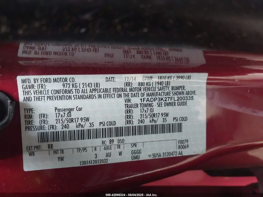2015 FORD FOCUS SE