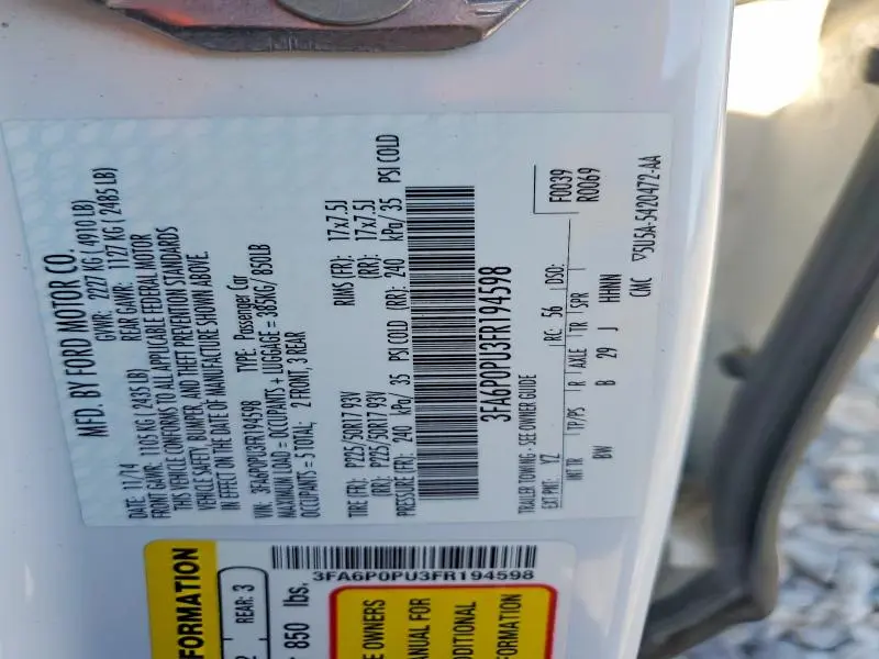 2015 FORD FUSION SE PHEV  