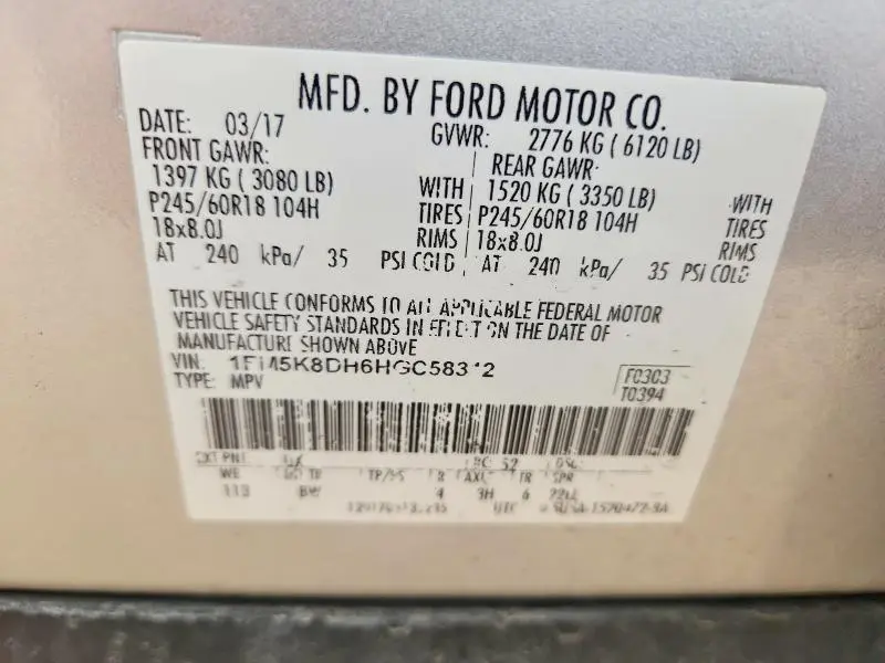 2017 FORD EXPLORER XLT  