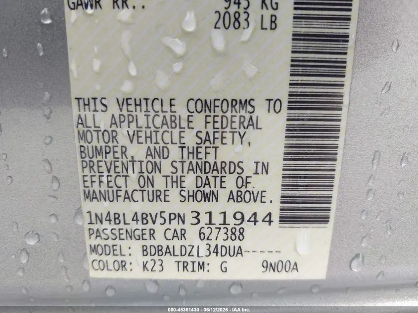 2023 NISSAN ALTIMA S FWD