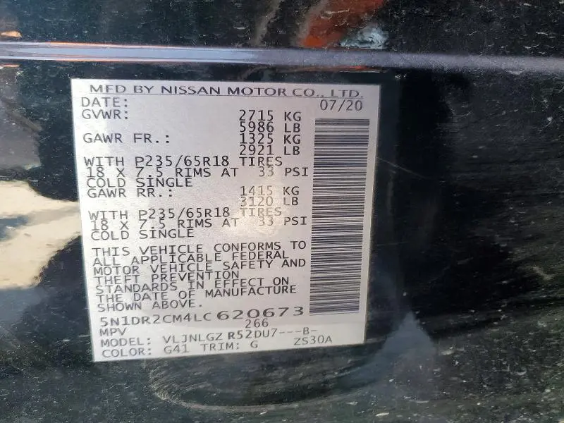 2020 NISSAN PATHFINDER SL  