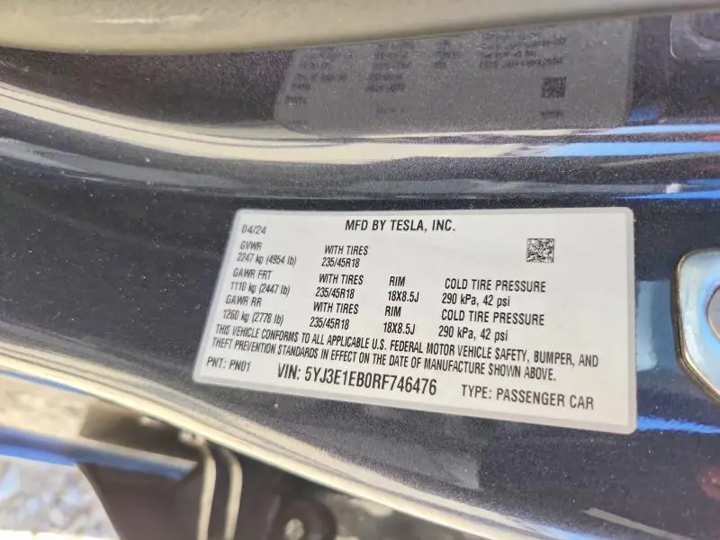 2024 TESLA MODEL 3   