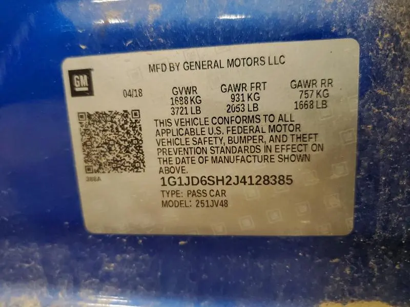 2018 CHEVROLET SONIC LT  