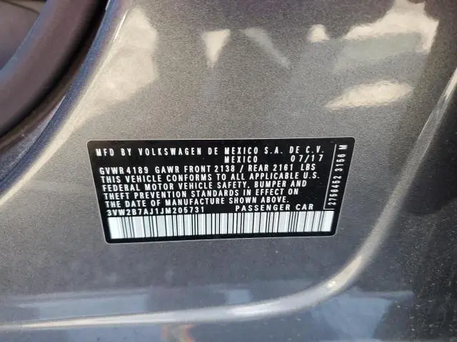 2018 VOLKSWAGEN JETTA S  