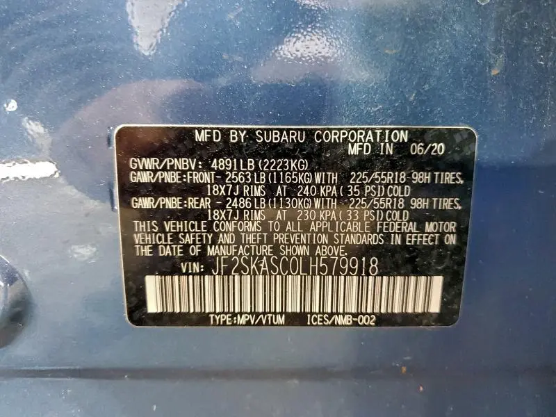 2020 SUBARU FORESTER LIMITED  