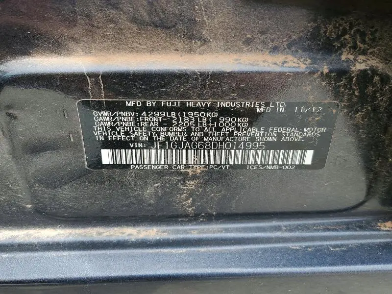 2013 SUBARU IMPREZA LIMITED  
