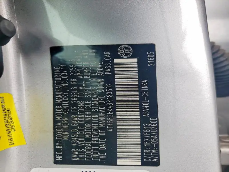 2011 TOYOTA CAMRY BASE  