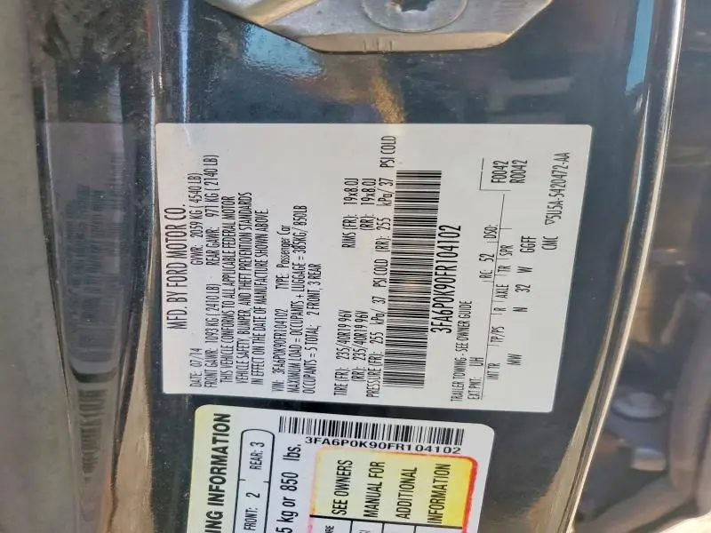 2015 FORD FUSION TITANIUM  