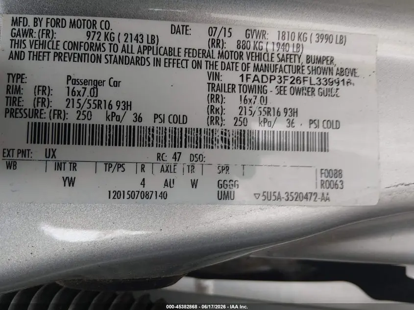 2015 FORD FOCUS SE