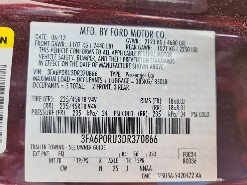 2013 FORD FUSION TITANIUM HEV  