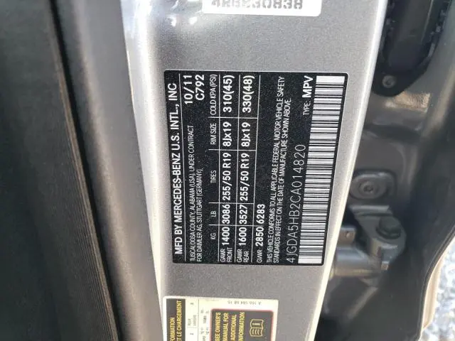 2012 MERCEDES-BENZ ML 350 4MATIC  