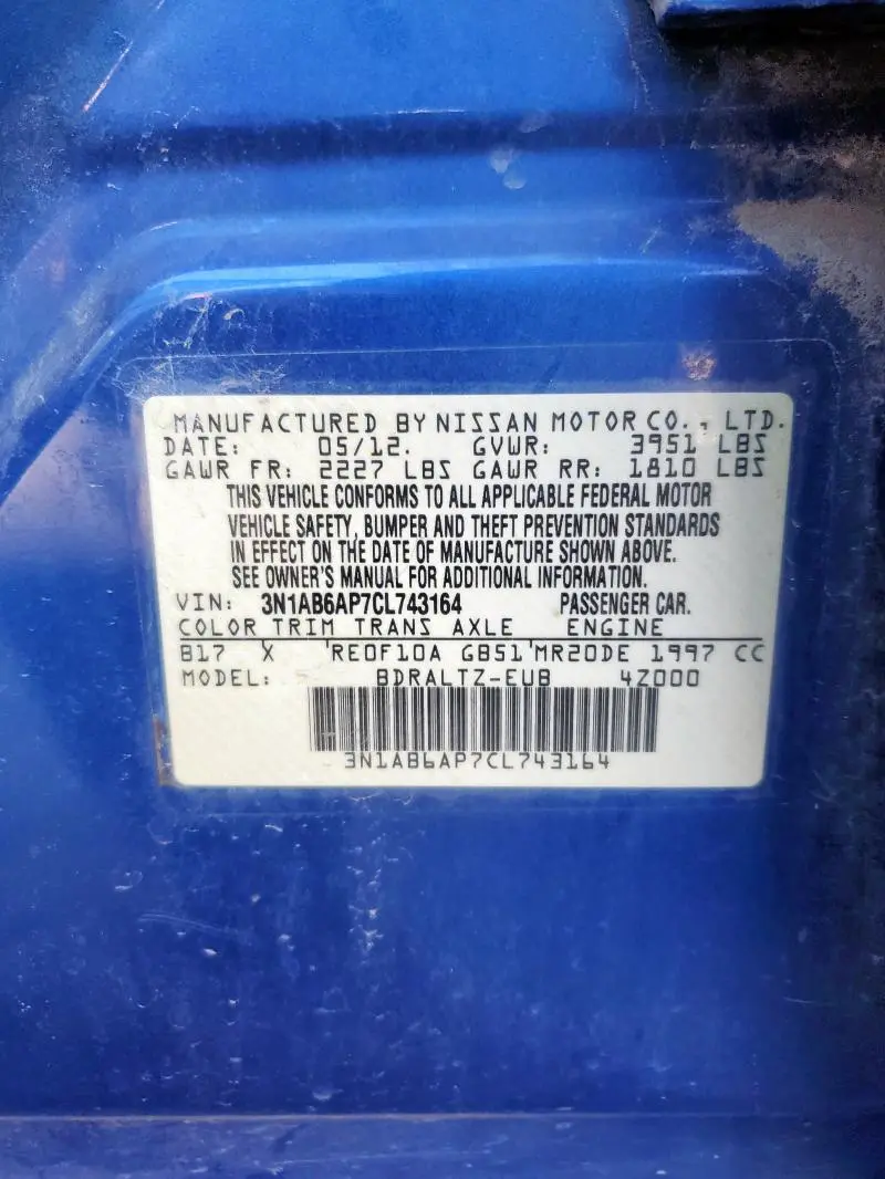 2012 NISSAN SENTRA 2.0  