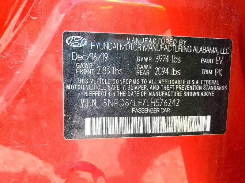2020 HYUNDAI ELANTRA SEL  