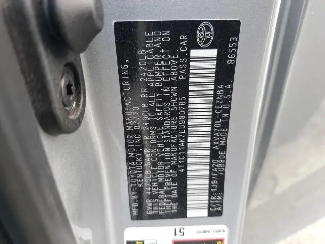 2020 TOYOTA CAMRY LE  