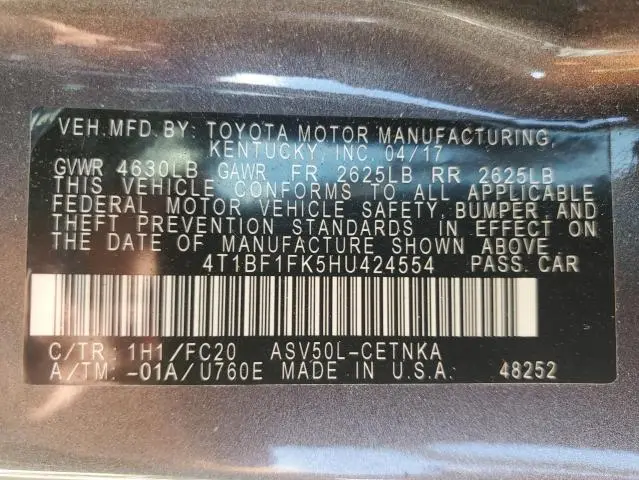 2017 TOYOTA CAMRY LE  
